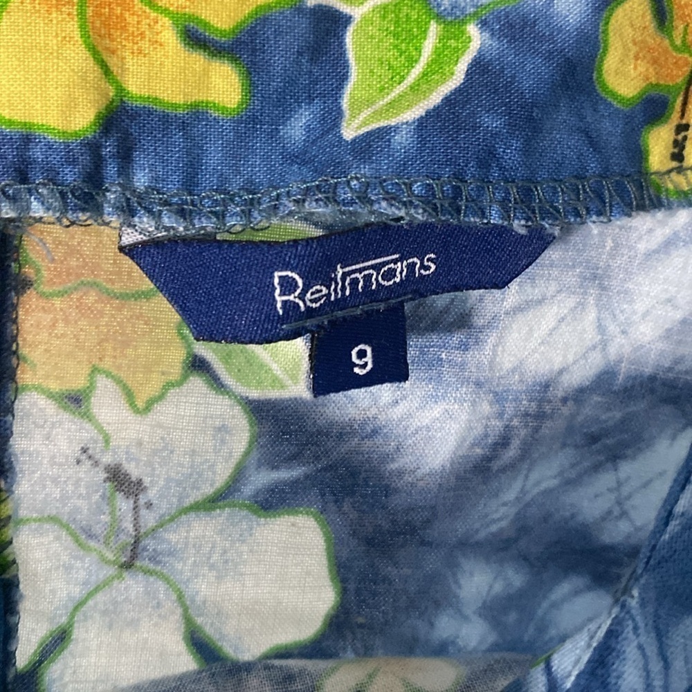 Vintage 90s Reitmans Hawaiian Hibiscus Floral Cotton Mini Dress Size 9 - Picture 4 of 10